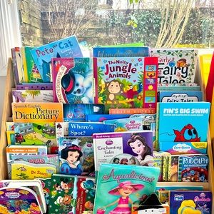 50+ books for $5 each. Disney, peppa pig, Pete the cat etc.